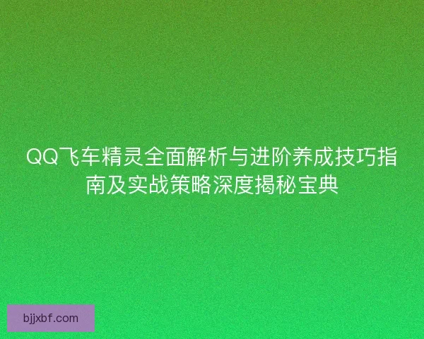 QQ飞车精灵全面解析与进阶养成技巧指南及实战策略深度揭秘宝典