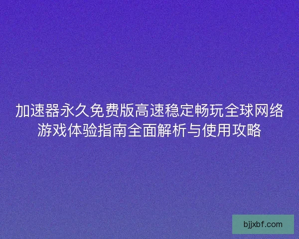 加速器永久免费版高速稳定畅玩全球网络游戏体验指南全面解析与使用攻略